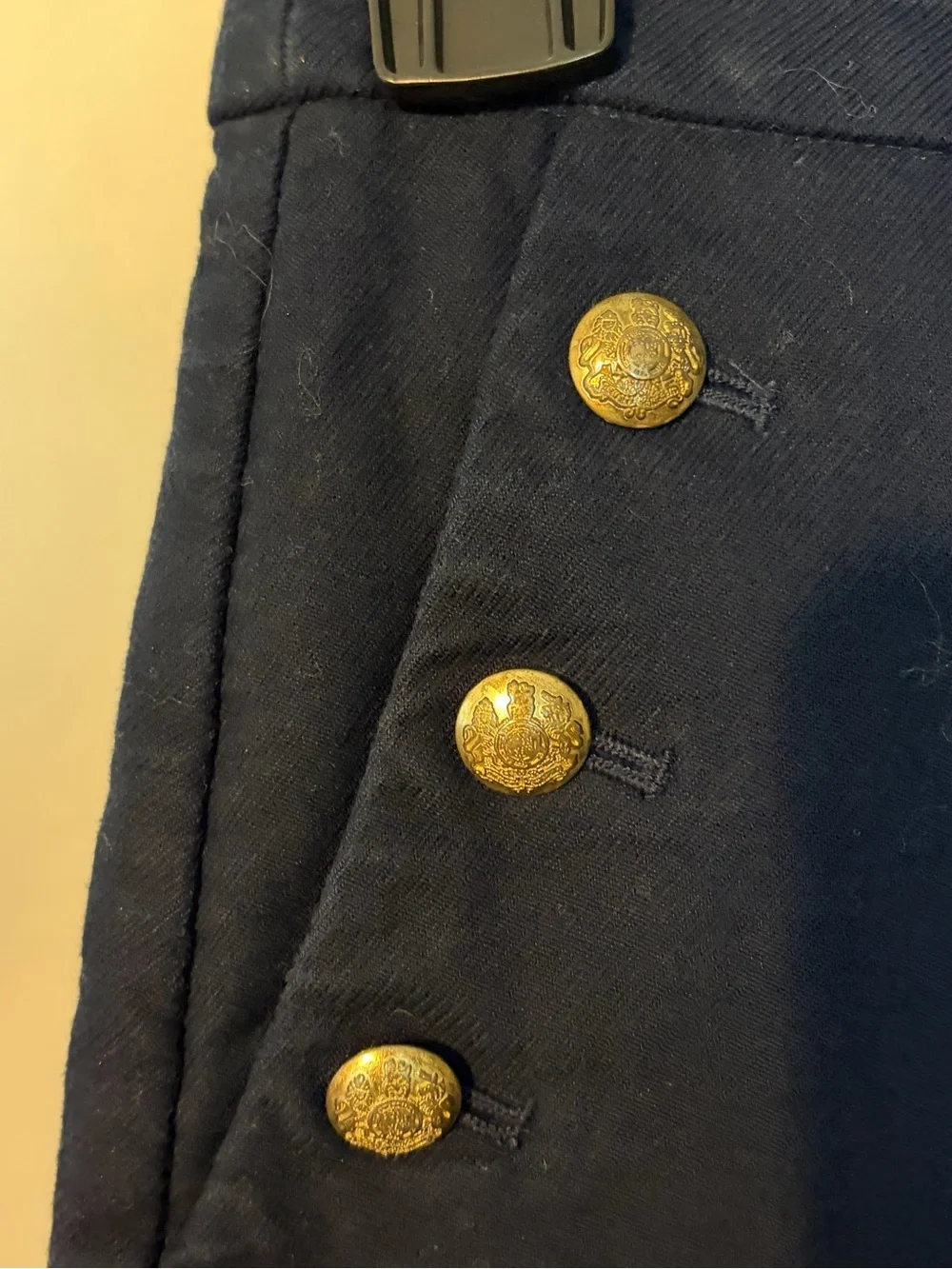 J. Crew linen blend Navy blue Mini Skirt with Gold Buttons sailor preppy size 6